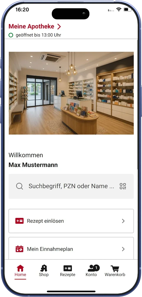 Home in der Meine Apotheke App